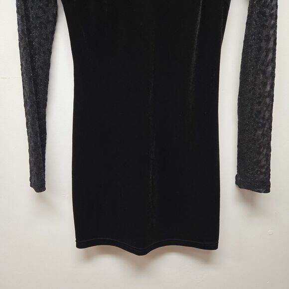 Superdown Kimberly Mesh Velvet Mini Dress Black sz Small Cheetah Leopard 90s Y2K - Picture 7 of 12